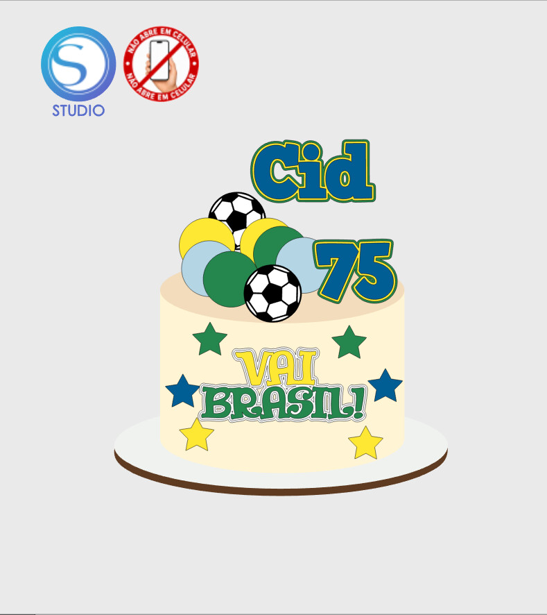 4693 - Arquivo Topo de Bolo Copa do Mundo Vai Brasil