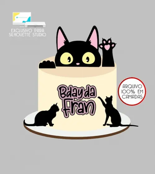 1003 - Arquivo Topo de Bolo Gatos Gatinhos