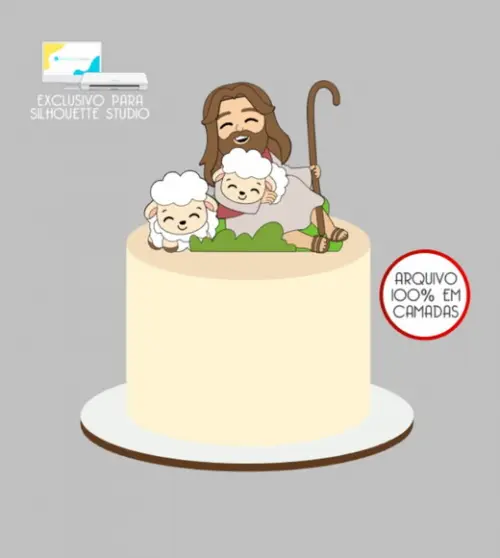 1011 - Arquivo Topo de Bolo Jesus Páscoa Cristã