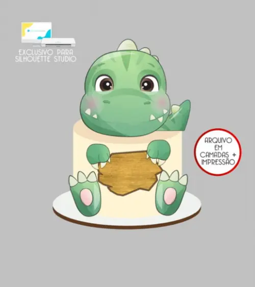1010 - Arquivo Topo de Bolo Dinossauro Baby