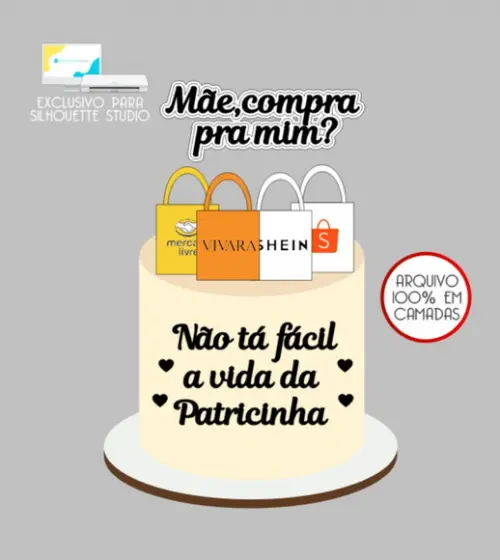 1013 - Arquivo Topo de Bolo Compras Shopee Shein