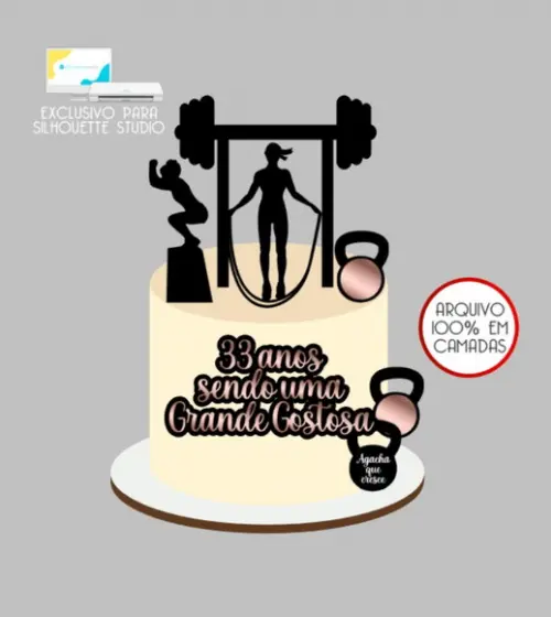 1012 - Arquivo Topo de Bolo Academia Crossfit Mulher