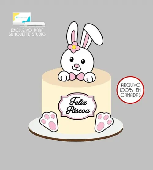 1018 - Arquivo Topo de Bolo Coelho da Páscoa