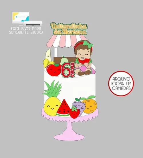 102 - Arquivo Topo de Bolo Frutinhas Quitandinha