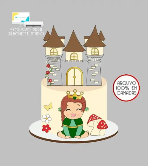 1021 - Arquivo Topo de Bolo Princesa Fiona Baby Shrek