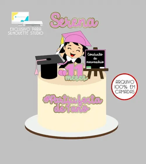 1024 - Arquivo Topo de Bolo Formatura Mesversario Menina