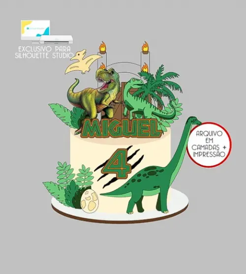 1028 - Arquivo Topo de Bolo Dinossauro Jurassic Park