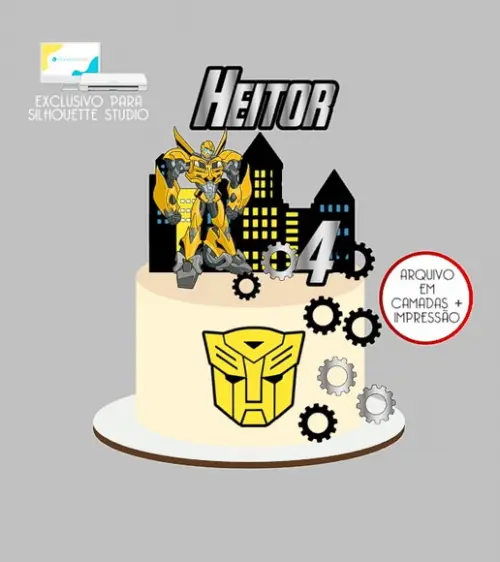1036 - Arquivo Topo de Bolo Transformers Bumblebee