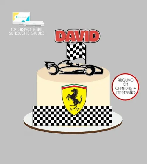 1038 - Arquivo Topo de Bolo Fórmula 1 Ferrari