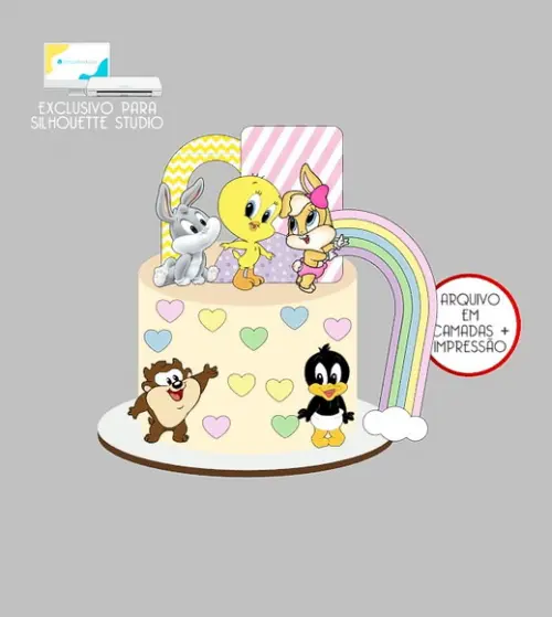 1049 - Arquivo Topo de Bolo Looney Tunes
