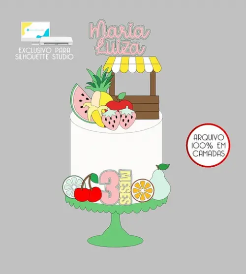 105 - Arquivo Topo de Bolo Frutinhas Frutas