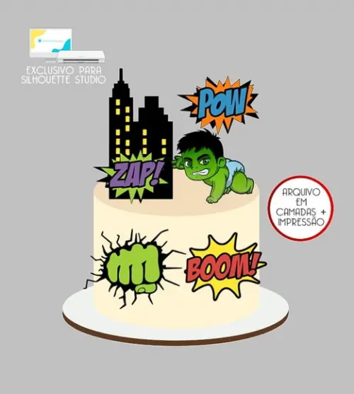 1046 - Arquivo Topo de Bolo Hulk Baby