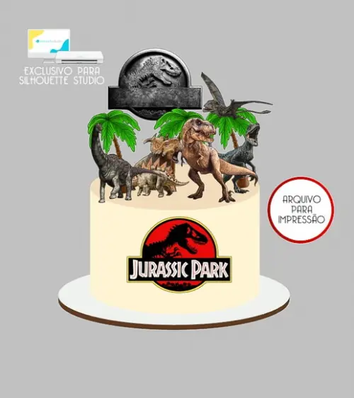 1052 - Arquivo Topo de Bolo Dinossauro Jurassic Park