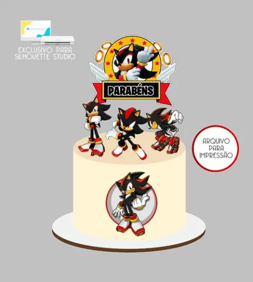 1082 - Arquivo Topo de Bolo Shadow Sonic