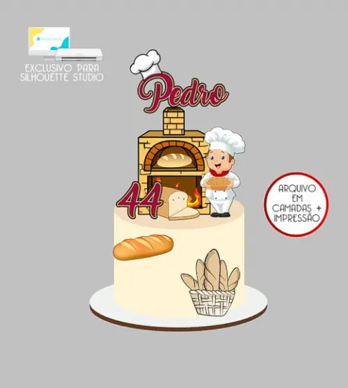 1095 - Arquivo Topo de Bolo Padeiro Pão Padaria
