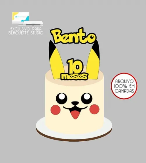1100 - Arquivo Topo de Bolo Pikachu Pokémon