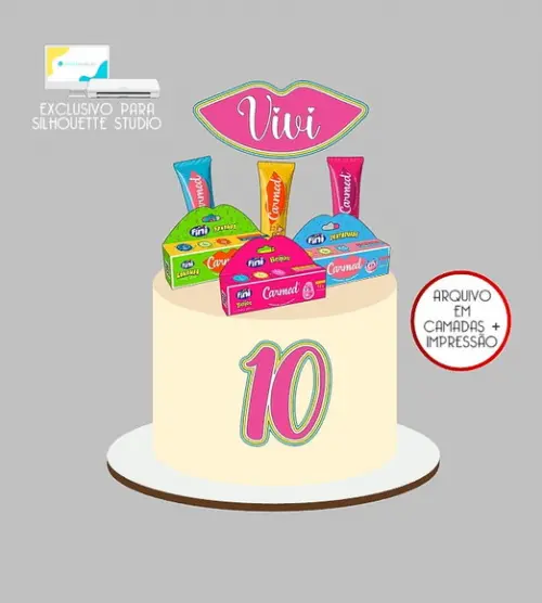 1105 - Arquivo Topo de Bolo Fini Carmed Caixas 3d