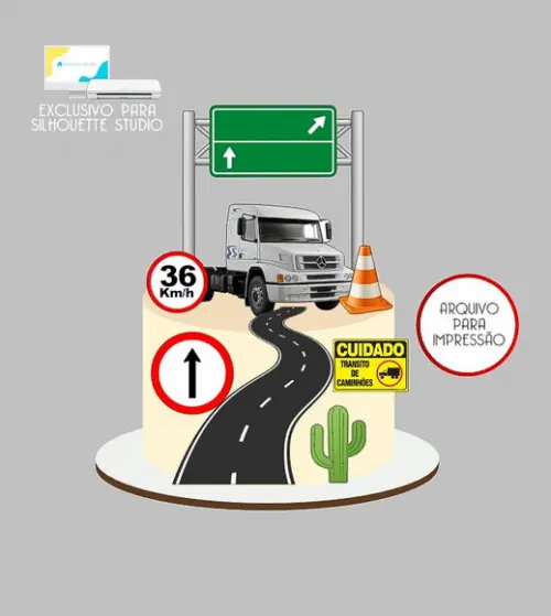 1111 - Arquivo Topo de Bolo Caminhão Carreta