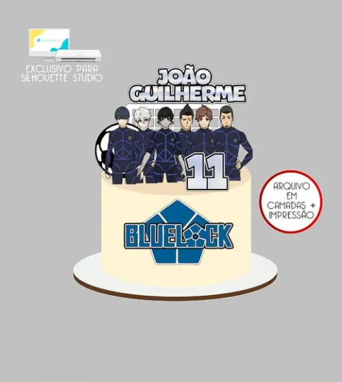 1119 - Arquivo Topo de Bolo Futebol Blue Lock