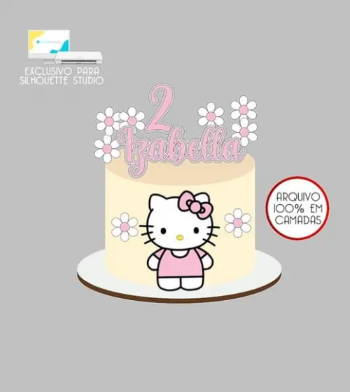 1127 - Arquivo Topo de Bolo Hello Kitty