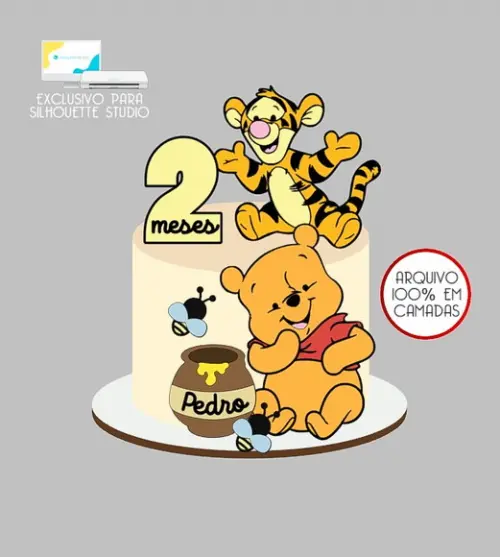 1123 - Arquivo Topo de Bolo Ursinho Pooh