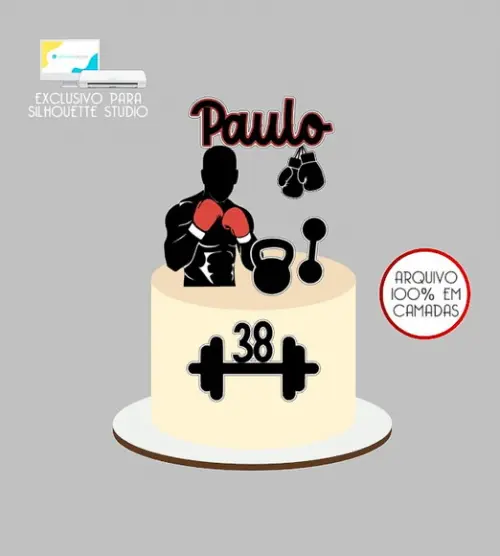 1154 - Arquivo Topo de Bolo Boxe Academia