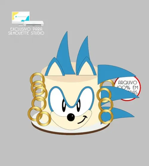 1162 - Arquivo Topo de Bolo Sonic Rosto