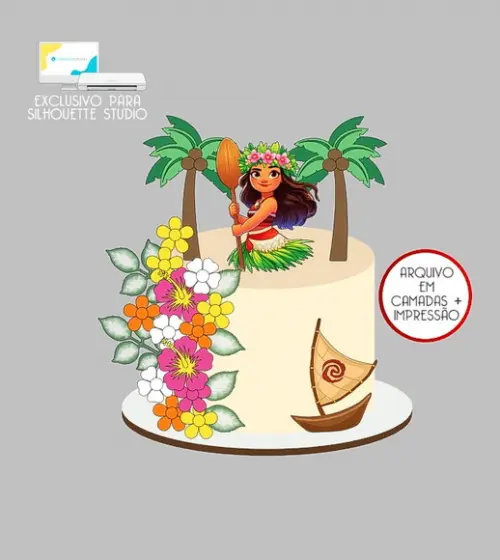 1170 - Arquivo Topo de Bolo Moana Flores