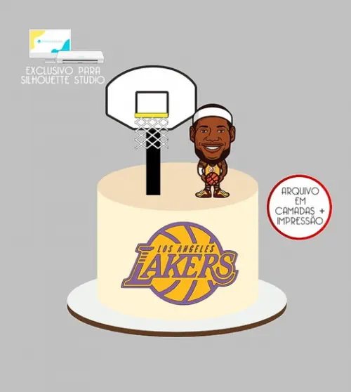1187 - Arquivo Topo de Bolo Basquete Cesta 3d