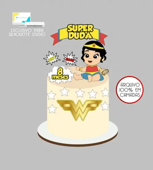 1194 - Arquivo Topo de Bolo Mulher Maravilha Baby