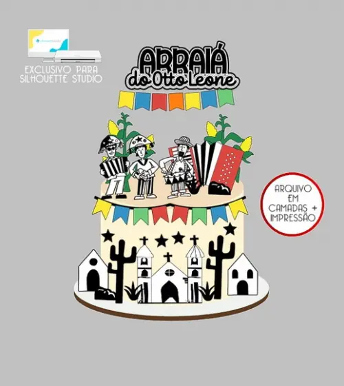 1212 - Arquivo Topo de Bolo Junino Arraiá