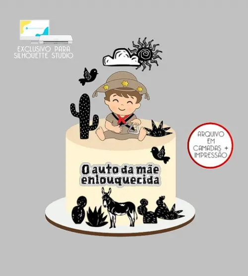 1245 - Arquivo Topo de Bolo Junino Lampião Baby Cordel