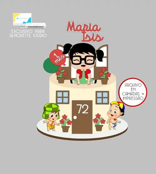 1258 - Arquivo Topo de Bolo Chiquinha Chaves