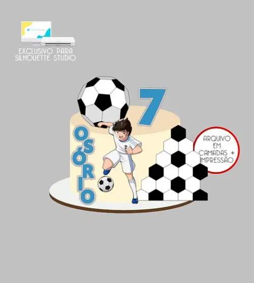 1260 - Arquivo Topo de Bolo Captain Tsubasa Bola 3d