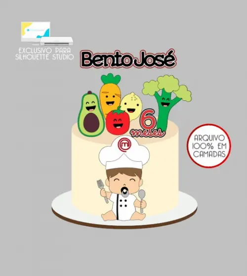 127 - Arquivo Topo de Bolo Frutinhas Masterchef