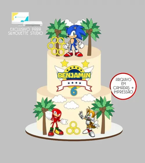 1275 - Arquivo Topo de Bolo Sonic