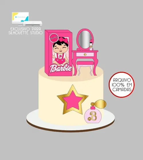 1291 - Arquivo Topo de Bolo Barbie Baby