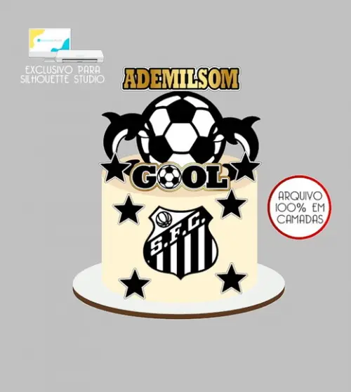 1287 - Arquivo Topo de Bolo Futebol Santos