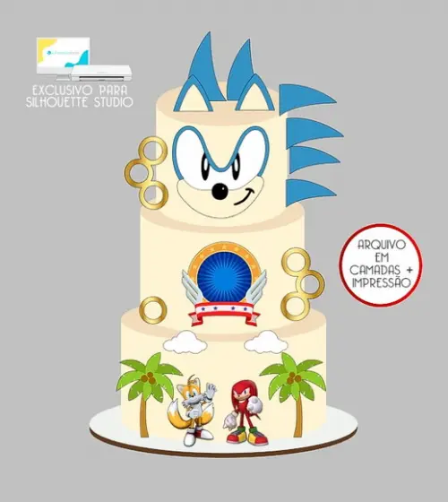 1284 - Arquivo Topo de Bolo Sonic