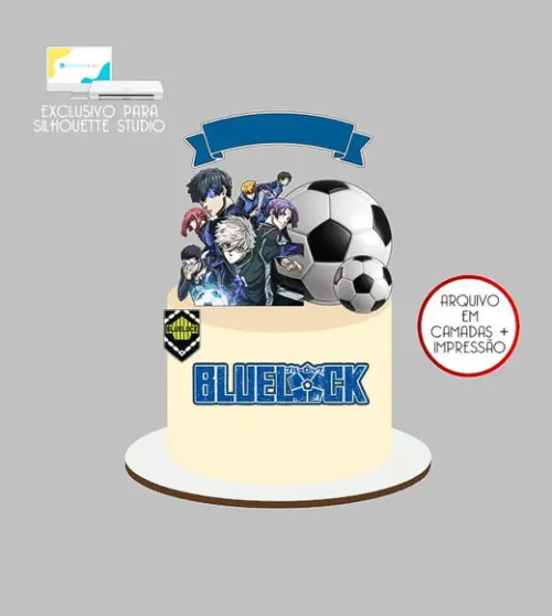 1312 - Arquivo Topo de Bolo Futebol Blue Lock