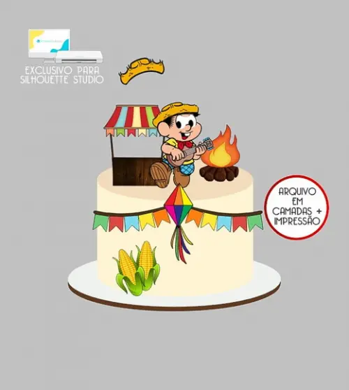 1315 - Arquivo Topo de Bolo Junino Arraiá Chico Bento