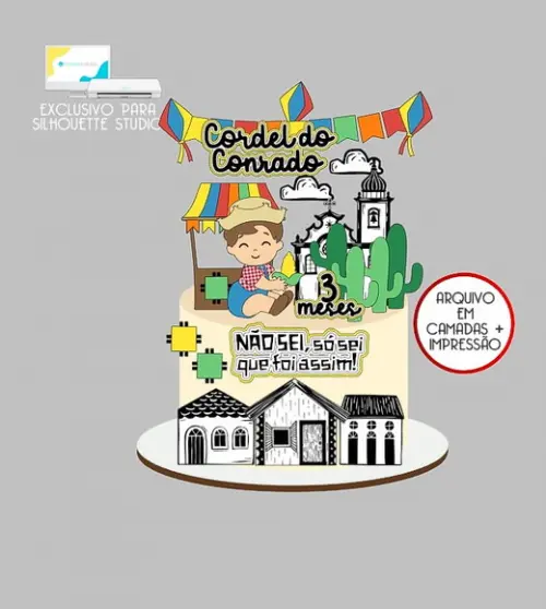1320 - Arquivo Topo de Bolo Junino Arraiá Menino
