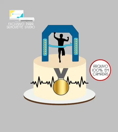1323 - Arquivo Topo de Bolo Corrida Maratona Corredor