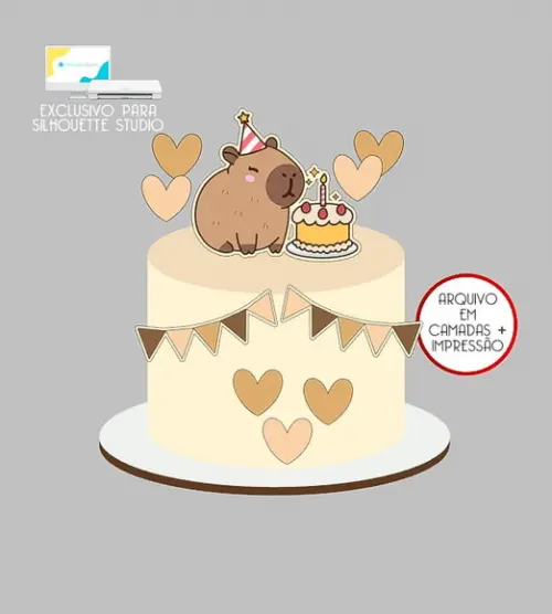 1336 - Arquivo Topo de Bolo Capivara