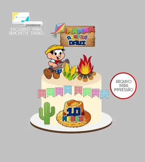 1340 - Arquivo Topo de Bolo Junino Arraiá Chico Bento