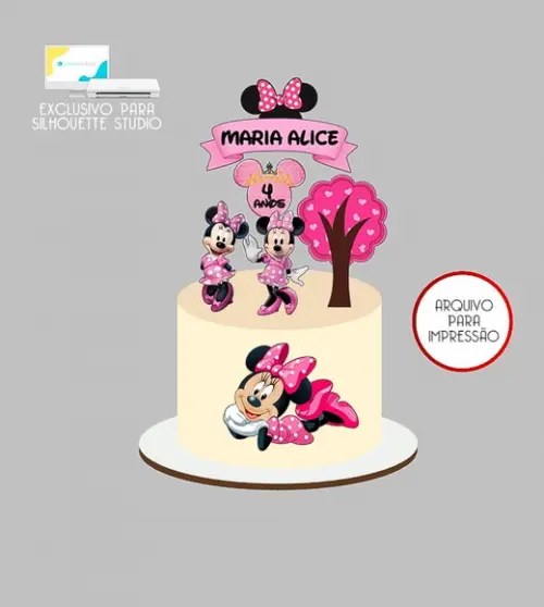 1348 - Arquivo Topo de Bolo Minnie Rosa