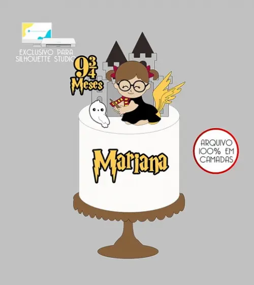 139 - Arquivo Topo de Bolo Harry Potter Menina Hermione