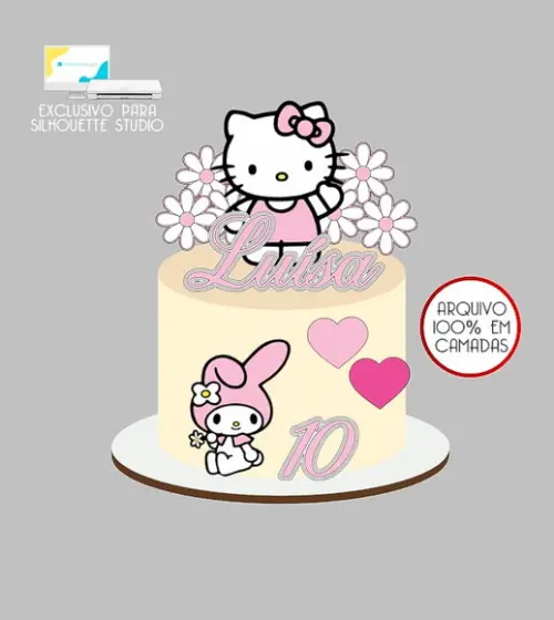 1391 - Arquivo Topo de Bolo Hello Kitty