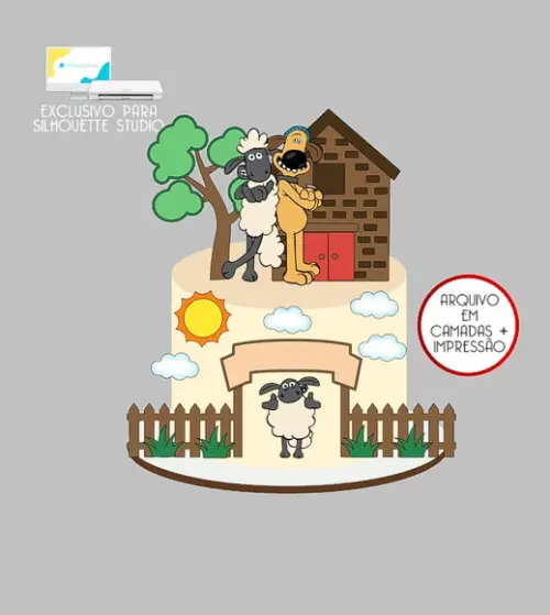 1399 - Arquivo Topo de Bolo Shaun o Carneiro