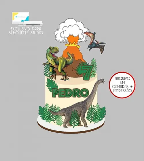 1395 - Arquivo Topo de Bolo Dinossauro Jurassic Park